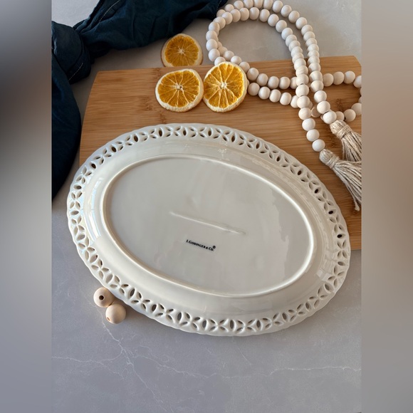 Godinger Regal Cream Pierced Oval Platter | Porcelain Statement Serveware | 14” - Picture 16 of 17